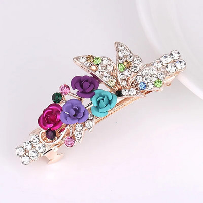 Modes kristāla matu sprādzes sievietēm Sequin Rose Flower Matu bantes ar klipšiem Rhinestone Hair Barrettes Matu aksesuāri