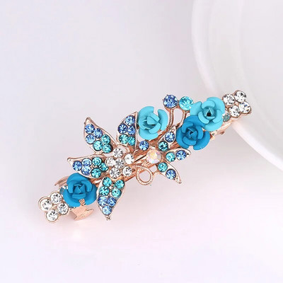 Modes kristāla matu sprādzes sievietēm Sequin Rose Flower Matu bantes ar klipšiem Rhinestone Hair Barrettes Matu aksesuāri