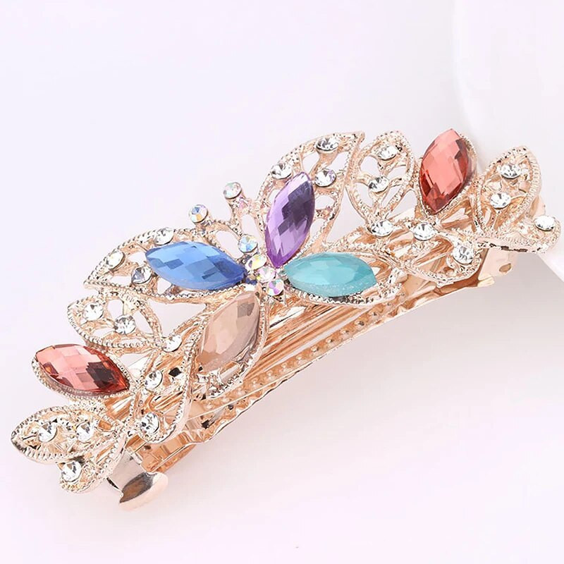 Modes kristāla matu sprādzes sievietēm Sequin Rose Flower Matu bantes ar klipšiem Rhinestone Hair Barrettes Matu aksesuāri