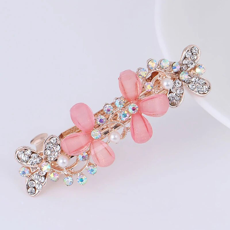 Modes kristāla matu sprādzes sievietēm Sequin Rose Flower Matu bantes ar klipšiem Rhinestone Hair Barrettes Matu aksesuāri