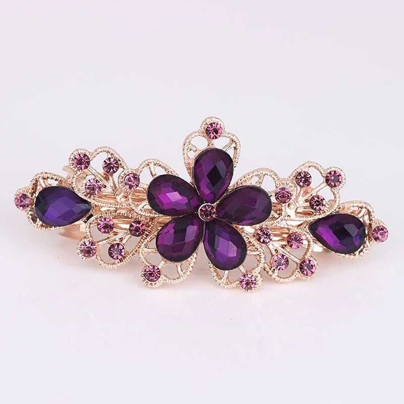 Modes kristāla matu sprādzes sievietēm Sequin Rose Flower Matu bantes ar klipšiem Rhinestone Hair Barrettes Matu aksesuāri