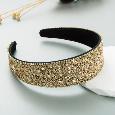 Luksusa Crystal Rhinestone galvas saite ar platām malām Modes matu aksesuāri sievietēm Super Flash Party Matu lente Matu stīpa meitenei Jaunums