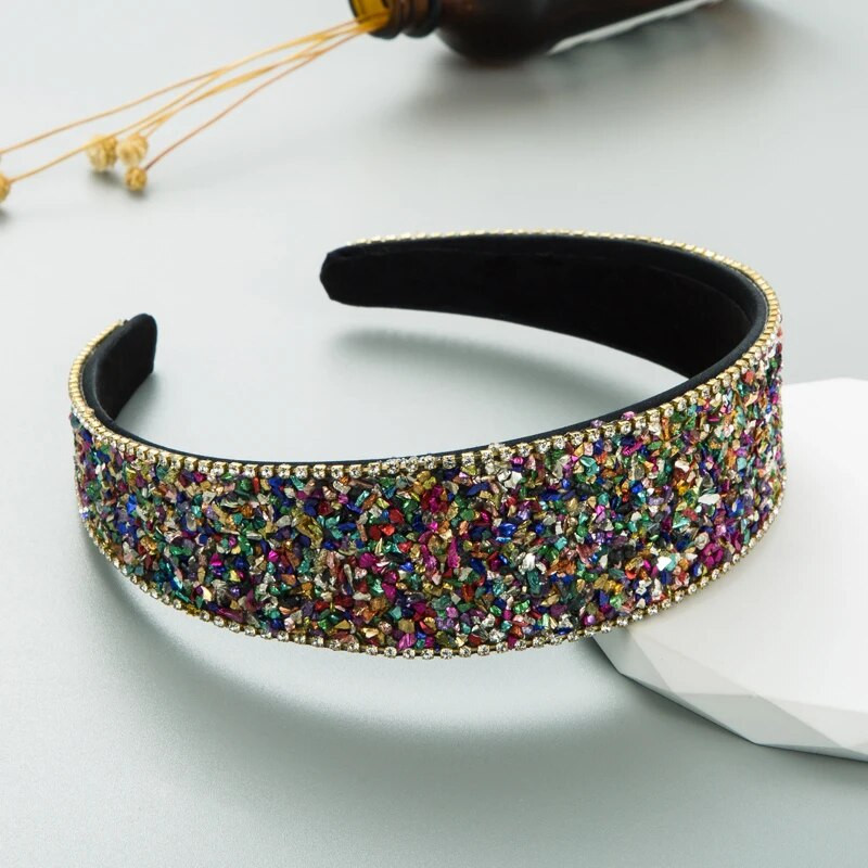 Luksusa Crystal Rhinestone galvas saite ar platām malām Modes matu aksesuāri sievietēm Super Flash Party Matu lente Matu stīpa meitenei Jaunums