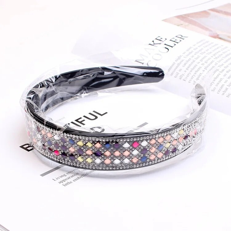 Korejas dizaina matu lente, pilna dimanta kristāla plata galvas lente sievietēm, meitenēm, matu stīpa, modes matu lente, kraukšķīgi aksesuāri
