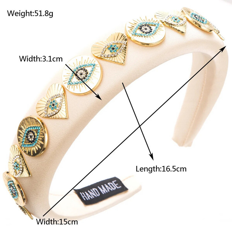 Europos ir Amerikos naujoji Rhinstone Devil's Eye plaukų juosta Aukštos kokybės kempinė galvos juosta Trendy Grace plaukų aksesuarai