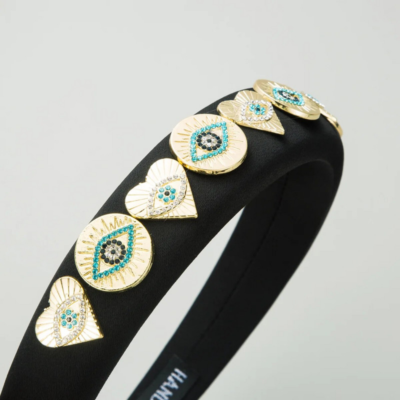 Europos ir Amerikos naujoji Rhinstone Devil's Eye plaukų juosta Aukštos kokybės kempinė galvos juosta Trendy Grace plaukų aksesuarai