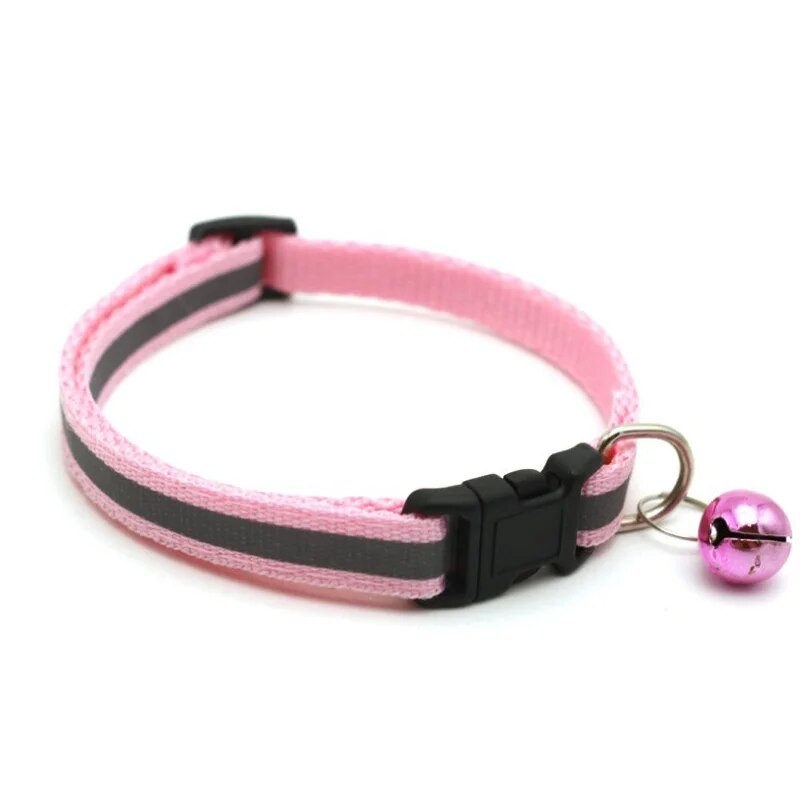 Mājdzīvnieku aksesuāri Suņu kaķa kaklasiksnas zvans krāsains atstarojošs raksts, regulējamas kaklasiksnas kucēnam, kaķēnam, mazam dzīvniekam