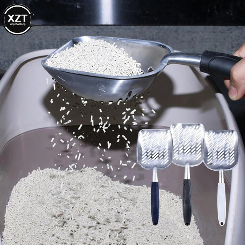 Σέσουλα απορριμμάτων γατών Μεγάλη μεταλλική σέσουλα απορριμμάτων για Kitty Sifter με βαθύ φτυάρι και εργονομική λαβή κατασκευασμένη από στερεό αλουμίνιο βαρέως τύπου