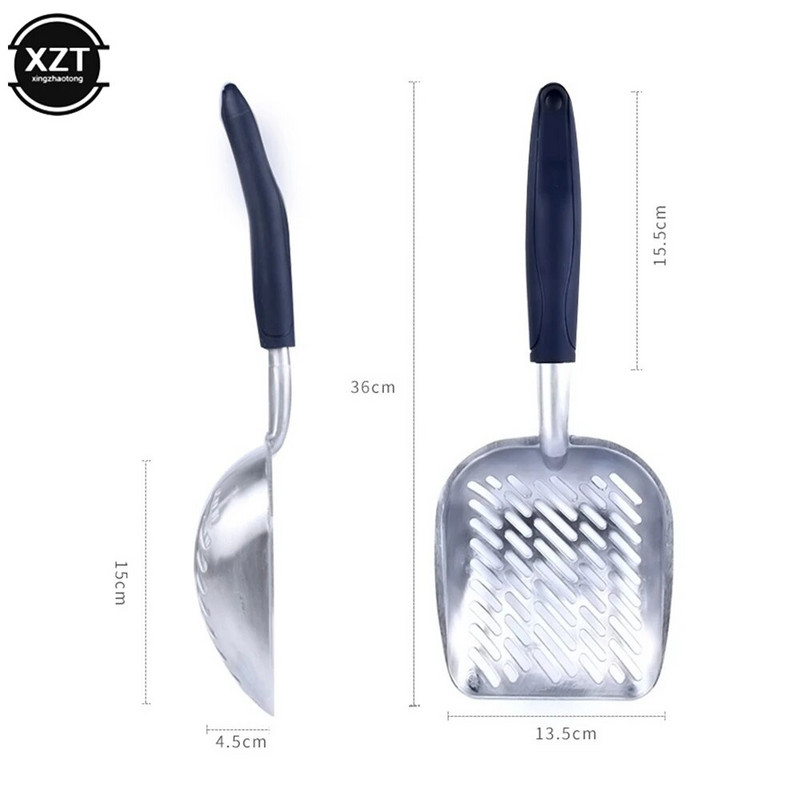 Σέσουλα απορριμμάτων γατών Μεγάλη μεταλλική σέσουλα απορριμμάτων για Kitty Sifter με βαθύ φτυάρι και εργονομική λαβή κατασκευασμένη από στερεό αλουμίνιο βαρέως τύπου