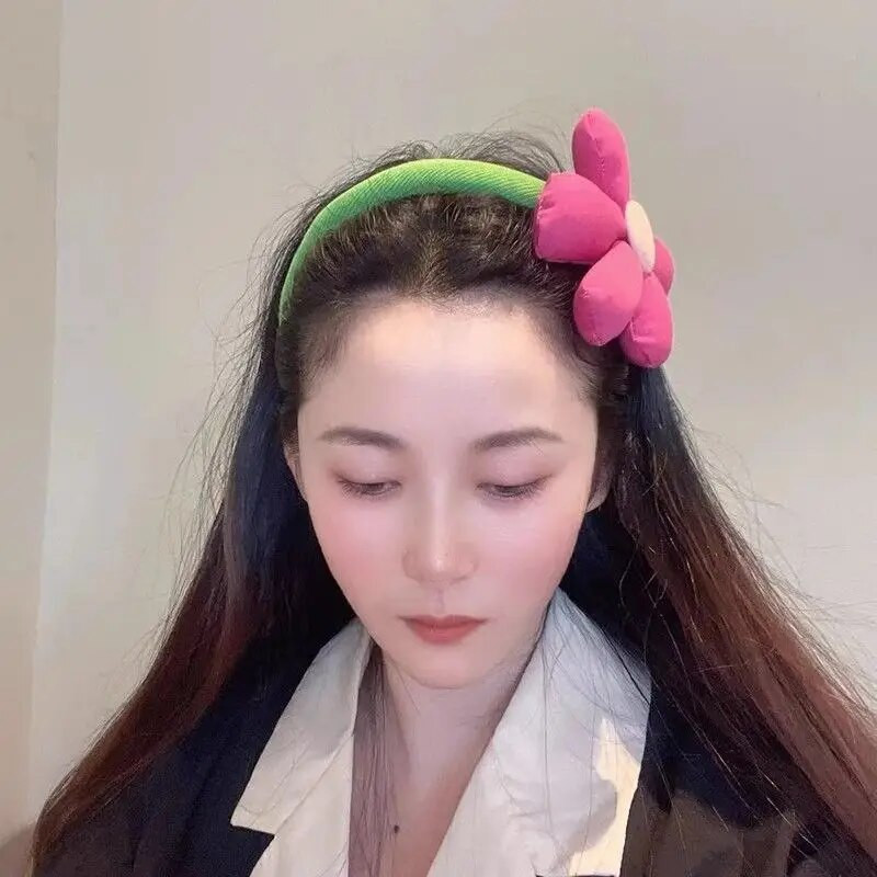 2024 Bear γυναικείες κορδέλες μαλλιών για το φθινόπωρο και τον χειμώνα νέες κορδέλες κεφαλιού με κόκκινο ροζ λουλούδι