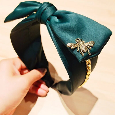 Σατέν Big Bow Knot Hairbands Metal Bee Headbands Στολίδι Αξεσουάρ για γυναίκες Χονδρική