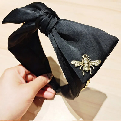 Σατέν Big Bow Knot Hairbands Metal Bee Headbands Στολίδι Αξεσουάρ για γυναίκες Χονδρική