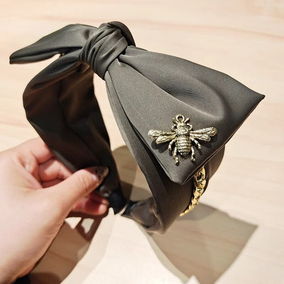 Σατέν Big Bow Knot Hairbands Metal Bee Headbands Στολίδι Αξεσουάρ για γυναίκες Χονδρική