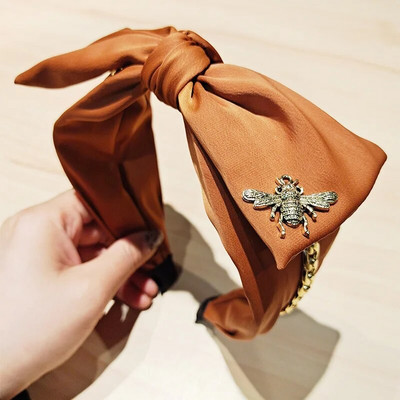 Σατέν Big Bow Knot Hairbands Metal Bee Headbands Στολίδι Αξεσουάρ για γυναίκες Χονδρική