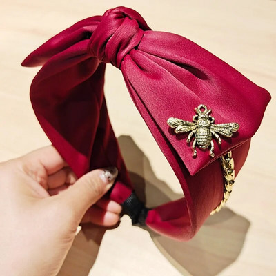 Σατέν Big Bow Knot Hairbands Metal Bee Headbands Στολίδι Αξεσουάρ για γυναίκες Χονδρική