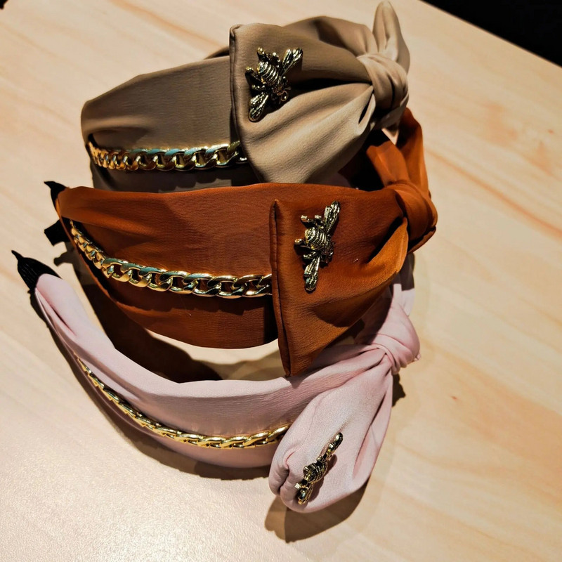 Σατέν Big Bow Knot Hairbands Metal Bee Headbands Στολίδι Αξεσουάρ για γυναίκες Χονδρική