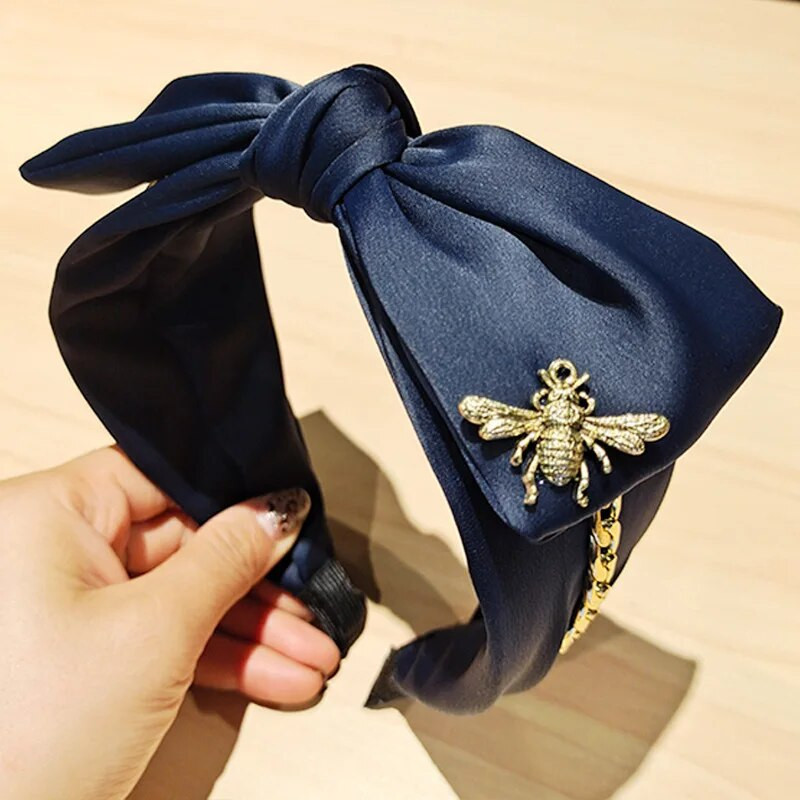 Σατέν Big Bow Knot Hairbands Metal Bee Headbands Στολίδι Αξεσουάρ για γυναίκες Χονδρική