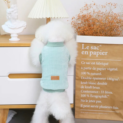 Mājdzīvnieku apģērbi Suņu apģērbi Rudens un ziemas jauni mājdzīvnieku apģērbi ar divām kājām plīša jaka Vertikāls plīša korejiešu versijas plīša jaka