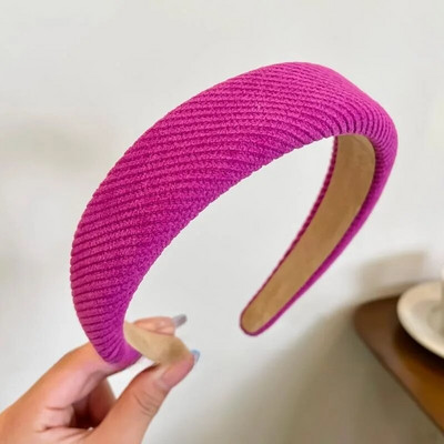 Rozā augsta galvaskausa matu lente ar platām malām sievietēm vasarā jauna galvas saite Sejai mazgājama matu saite Universāla matu stīpiņa galvassega