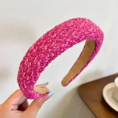 Rozā augsta galvaskausa matu lente ar platām malām sievietēm vasarā jauna galvas saite Sejai mazgājama matu saite Universāla matu stīpiņa galvassega