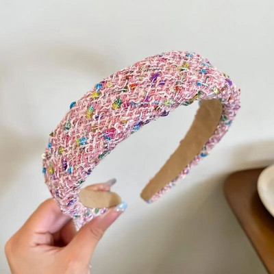 Rozā augsta galvaskausa matu lente ar platām malām sievietēm vasarā jauna galvas saite Sejai mazgājama matu saite Universāla matu stīpiņa galvassega