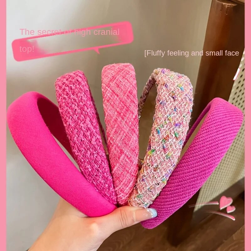 Rozā augsta galvaskausa matu lente ar platām malām sievietēm vasarā jauna galvas saite Sejai mazgājama matu saite Universāla matu stīpiņa galvassega