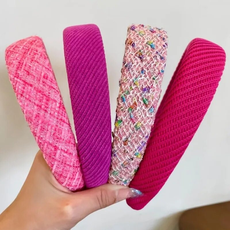 Rozā augsta galvaskausa matu lente ar platām malām sievietēm vasarā jauna galvas saite Sejai mazgājama matu saite Universāla matu stīpiņa galvassega