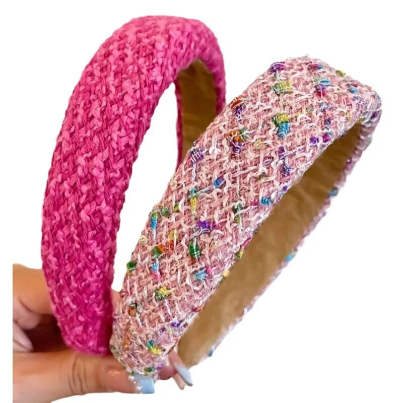 Rozā augsta galvaskausa matu lente ar platām malām sievietēm vasarā jauna galvas saite Sejai mazgājama matu saite Universāla matu stīpiņa galvassega