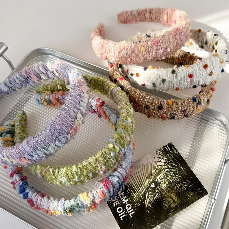 Ziemas mode Adīšana Aušana platas galvas lentes Kontrastējošas krāsas plīša matu lentes Sievietēm Meitenēm Temperaments Saldu Matu Stīpiņa Jaunums