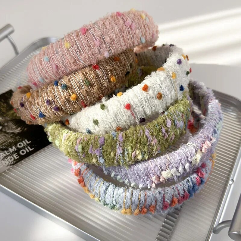 Ziemas mode Adīšana Aušana platas galvas lentes Kontrastējošas krāsas plīša matu lentes Sievietēm Meitenēm Temperaments Saldu Matu Stīpiņa Jaunums