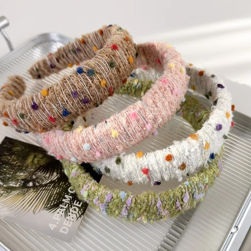 Ziemas mode Adīšana Aušana platas galvas lentes Kontrastējošas krāsas plīša matu lentes Sievietēm Meitenēm Temperaments Saldu Matu Stīpiņa Jaunums