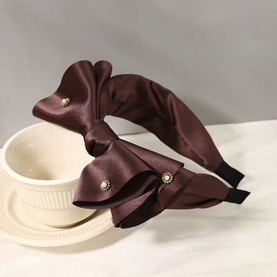 Modes Satīna Liels Bow Rhinestone Matu Lentes Galvas Lentes Rotājumi Sieviešu Matu Aksesuāri Vairumtirdzniecība