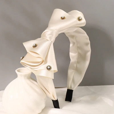 Modes Satīna Liels Bow Rhinestone Matu Lentes Galvas Lentes Rotājumi Sieviešu Matu Aksesuāri Vairumtirdzniecība