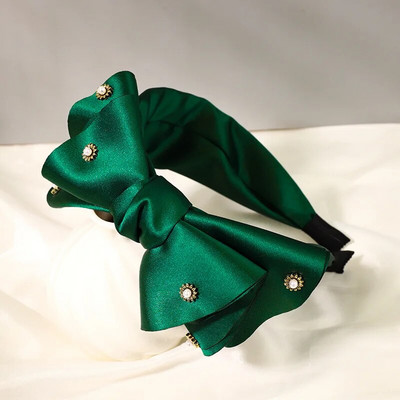 Modes Satīna Liels Bow Rhinestone Matu Lentes Galvas Lentes Rotājumi Sieviešu Matu Aksesuāri Vairumtirdzniecība