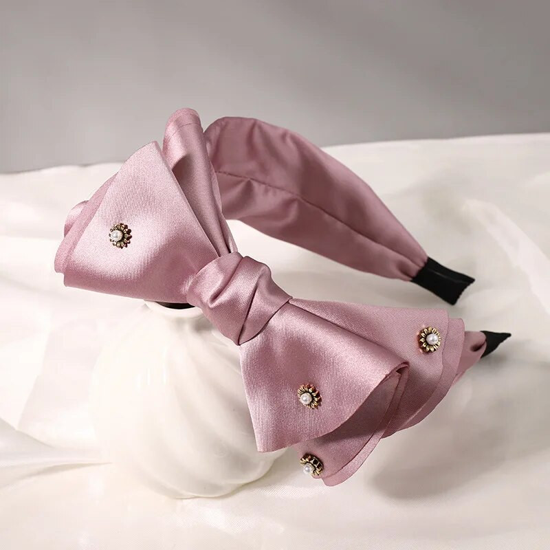 Modes Satīna Liels Bow Rhinestone Matu Lentes Galvas Lentes Rotājumi Sieviešu Matu Aksesuāri Vairumtirdzniecība
