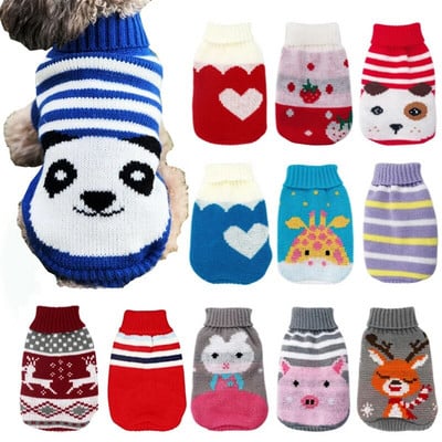Pet Dog Sweaters Classic Knitwear Turtleneck Winter Warm Puppy Clothing Cute Strawberry and Heart Doggie Sweater