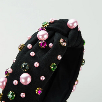 Νέα κεφαλόδεσμος για την ημέρα του Αγίου Βαλεντίνου με κόμπους κεφαλόδεσμους με χάντρες Γυναικεία τάση της μόδας Μεγάλα και μικρά μαργαριτάρια Hairband Αξεσουάρ μαλλιών