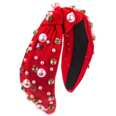 Jauna Valentīndienas galvas saite mezgloti fāzēm galvas saite sieviešu modes tendences lielas un mazas pērles matu lente matu aksesuāri