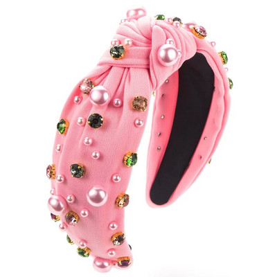 Jauna Valentīndienas galvas saite mezgloti fāzēm galvas saite sieviešu modes tendences lielas un mazas pērles matu lente matu aksesuāri