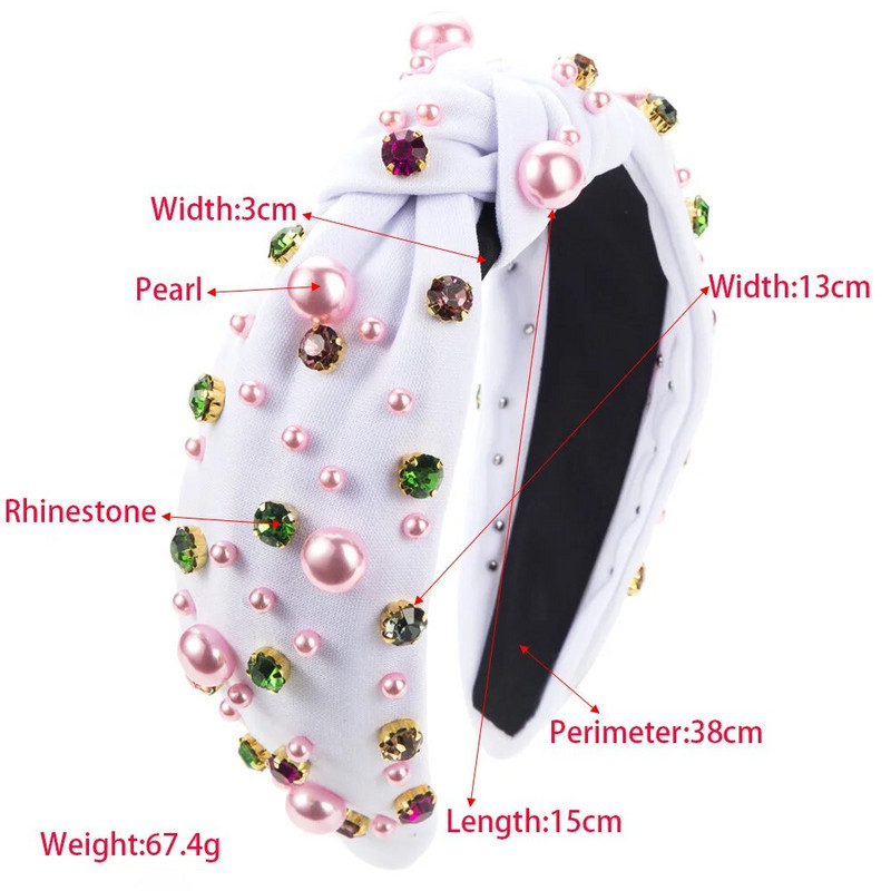 Jauna Valentīndienas galvas saite mezgloti fāzēm galvas saite sieviešu modes tendences lielas un mazas pērles matu lente matu aksesuāri