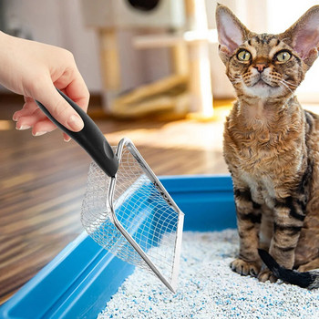 Лопатка за отпадъци от влечуги Инструмент за премахване на отпадъци за домашни котки Преносима лъжичка за котешки изпражнения от неръждаема стомана