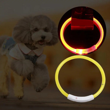 Нашийник за домашни любимци Usb Акумулаторна светеща нашийник за кучета Водоустойчива мигаща огърлица за домашни любимци за нощна безопасност Възможност за рязане Електрическо стилно