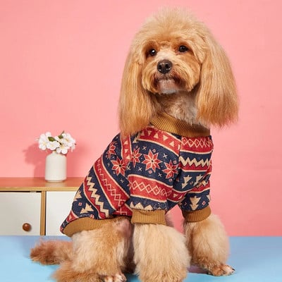 Snowflake Thnic Geometry Dog Fall Winter Hoodie Print Medium Dogs Casual Pet Fall And Winter Dog Clothing Classic Outfit
