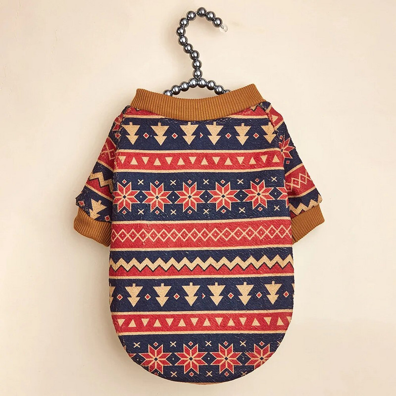 Snowflake Thnic Geometry Suņu rudens ziemas kapuce ar apdruku Vidēja izmēra Suņiem Ikdienas mājdzīvnieku rudens un ziemas suņu apģērbi Klasisks apģērbs