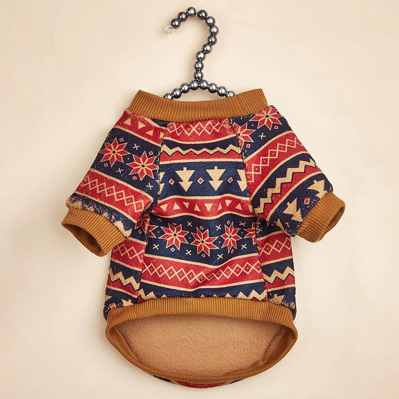 Snowflake Thnic Geometry Suņu rudens ziemas kapuce ar apdruku Vidēja izmēra Suņiem Ikdienas mājdzīvnieku rudens un ziemas suņu apģērbi Klasisks apģērbs