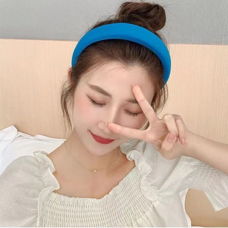 Sieviešu meitenes modes sūklis platas malas konfektes krāsa vienkrāsains ornaments matu stīpas Pieaugušajiem jaukas galvas lentes Sieviešu saldie matu aksesuāri