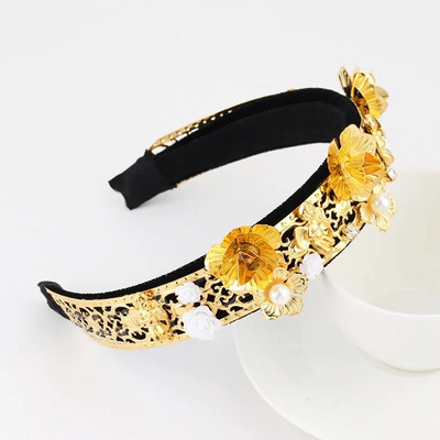 Sieviešu retro ziedu galvassegas ar Rhinestone Sieviešu pērļu kristāla matu lente meitenēm Barlot stila galvassegas Kāzu matu aksesuāri