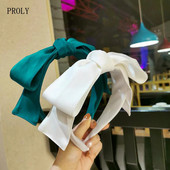 PROLY New Fashion Sieviešu matu aksesuāri Plašs Sānis Liels Bowknot Galvas lente Vienkrāsaina matu lente Pieaugušo matu stīpa vasara