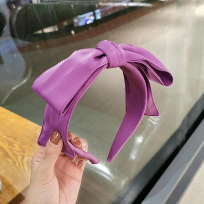 PROLY New Fashion Sieviešu matu aksesuāri Plašs Sānis Liels Bowknot Galvas lente Vienkrāsaina matu lente Pieaugušo matu stīpa vasara