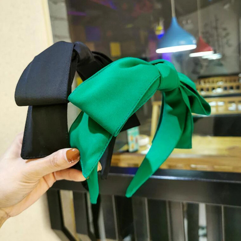 PROLY New Fashion Sieviešu matu aksesuāri Plašs Sānis Liels Bowknot Galvas lente Vienkrāsaina matu lente Pieaugušo matu stīpa vasara